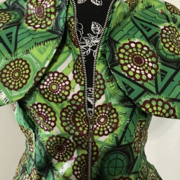 African-Inspired Blouson-Style Zippered Top - Picture 3 of 3